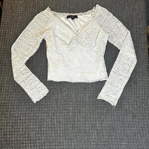Women's White and Grey Blous